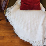 White Waffle Knit Throw Blanket