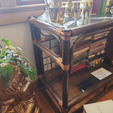 Rattan Hall/Console Table with Glass Shelf