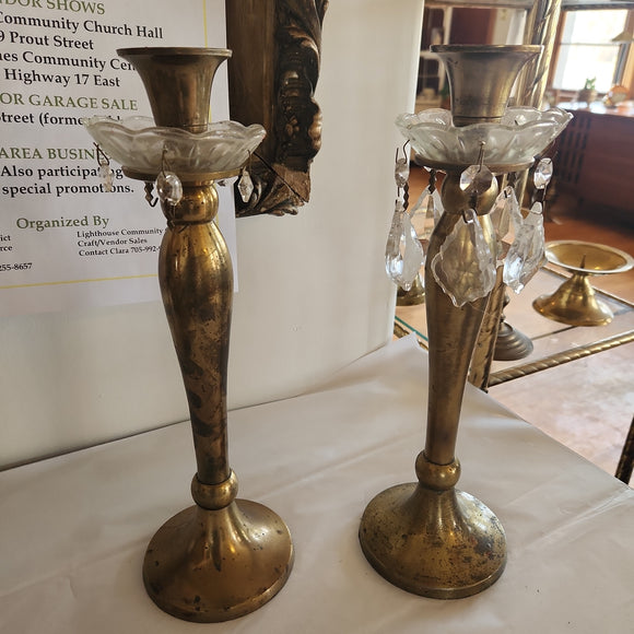 Brass and Crystal Candlesticks (set of 2)