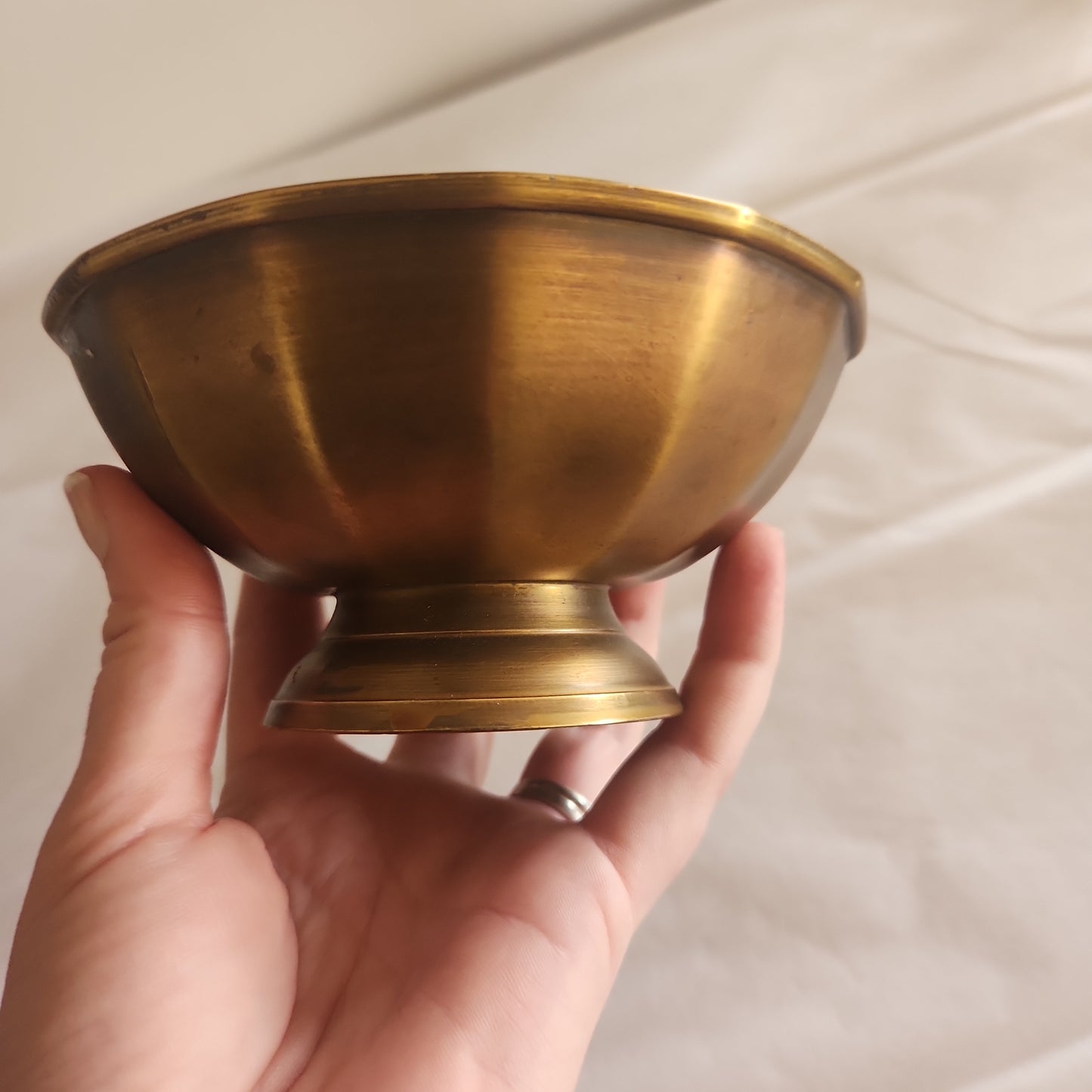 Brass Scalloped Pedestal Bowl