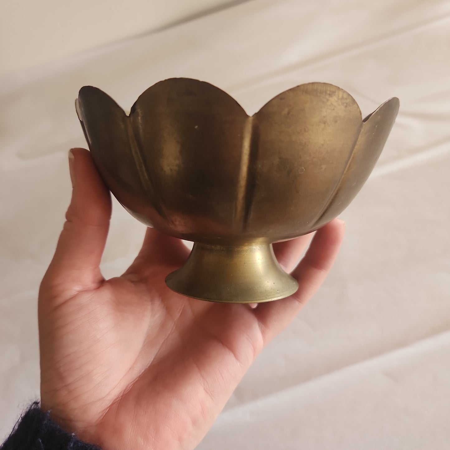 Scalloped Brass Pedestal Bowl
