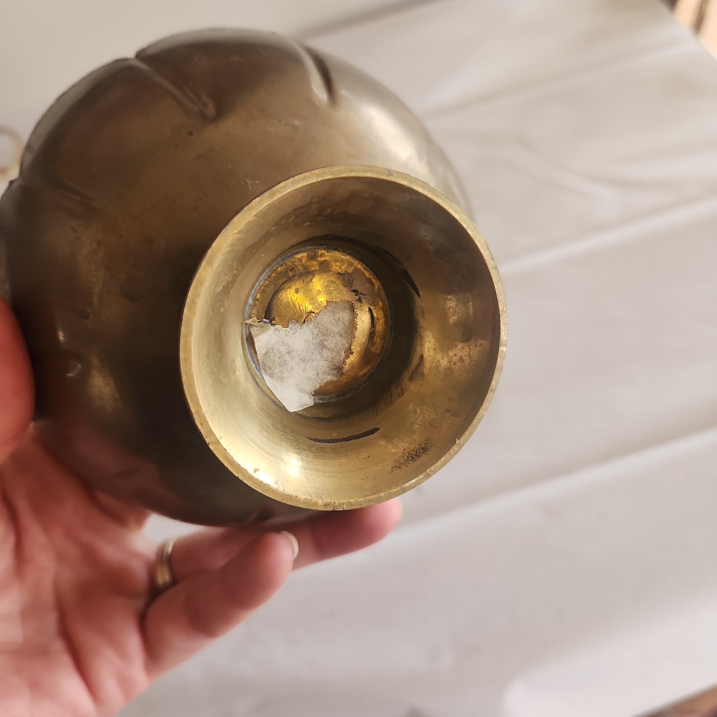 Scalloped Brass Pedestal Bowl