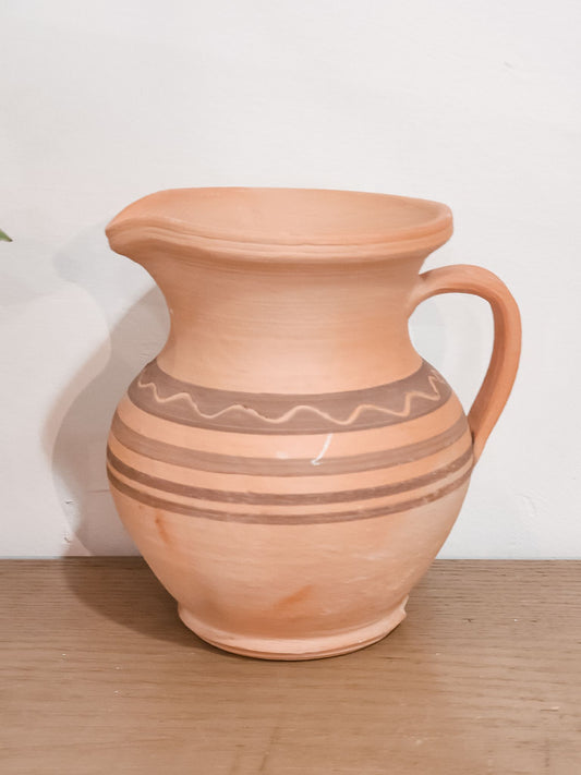 Handmade 1955 mini unglazed pottery jug