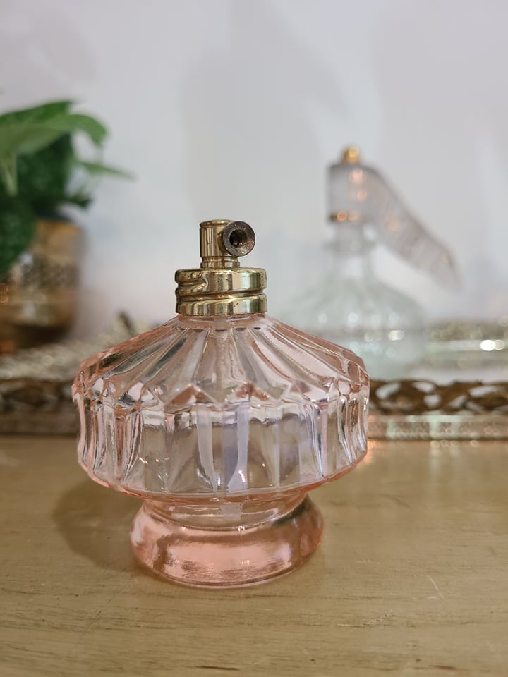 Pink cut glass vintage perfume bottle (non functional)