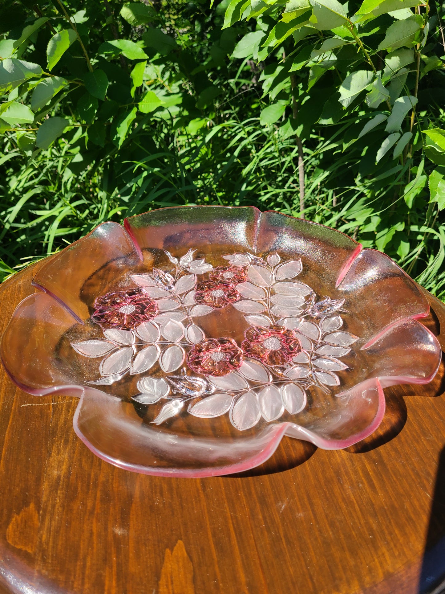 Pink Cherry Blossom Fluted Serving Tray