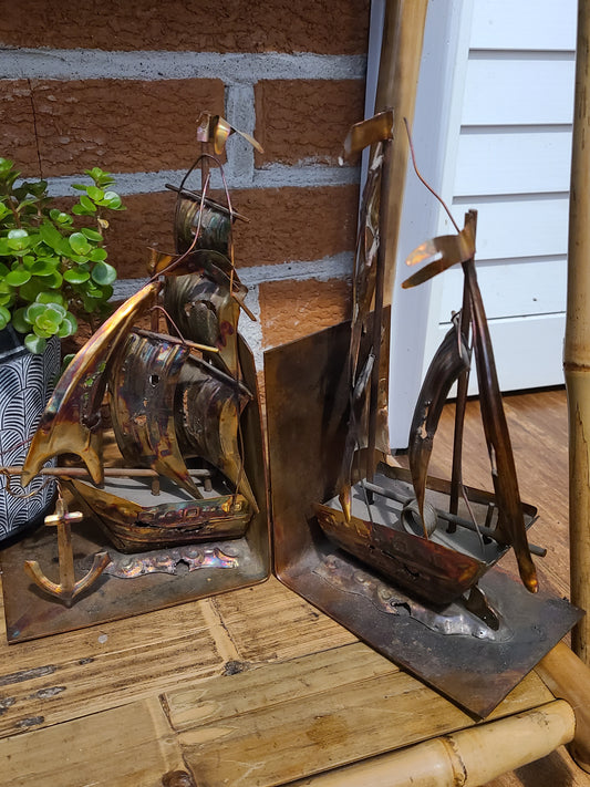 Made in Hong Kong MCM Copper/Metal Ship Bookends