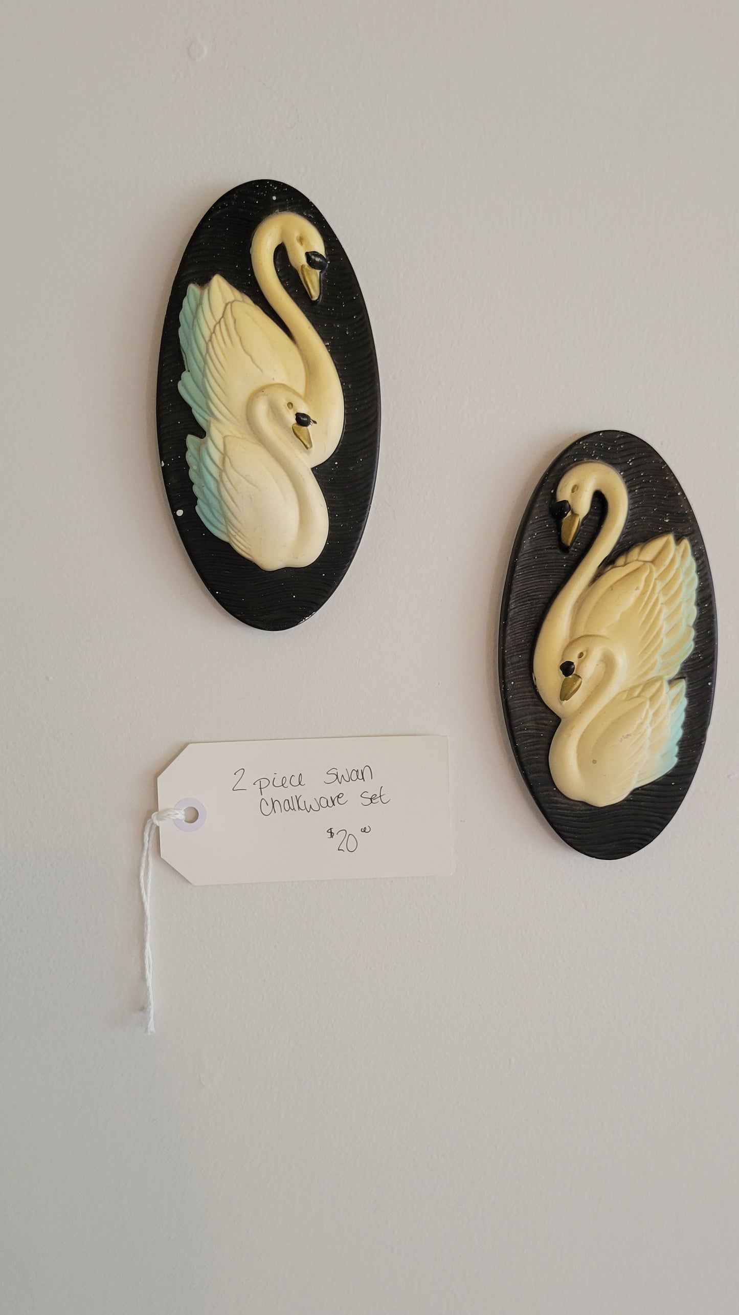 Matching Swan Chalkware Wall Decor