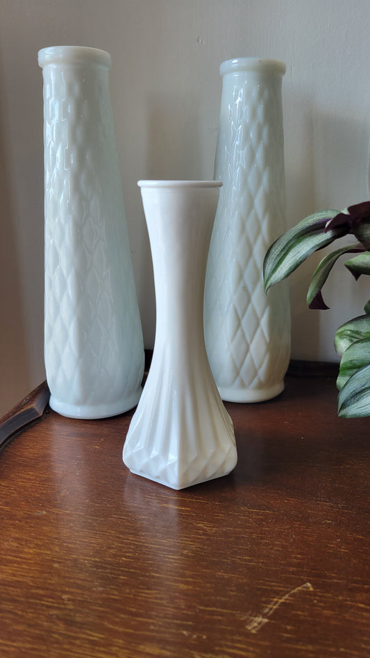 Milk glass vases