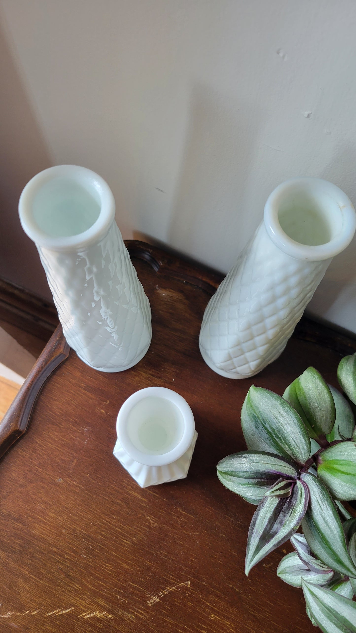 Milk glass vases