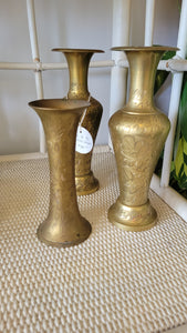 Set of 3 Brass Vases