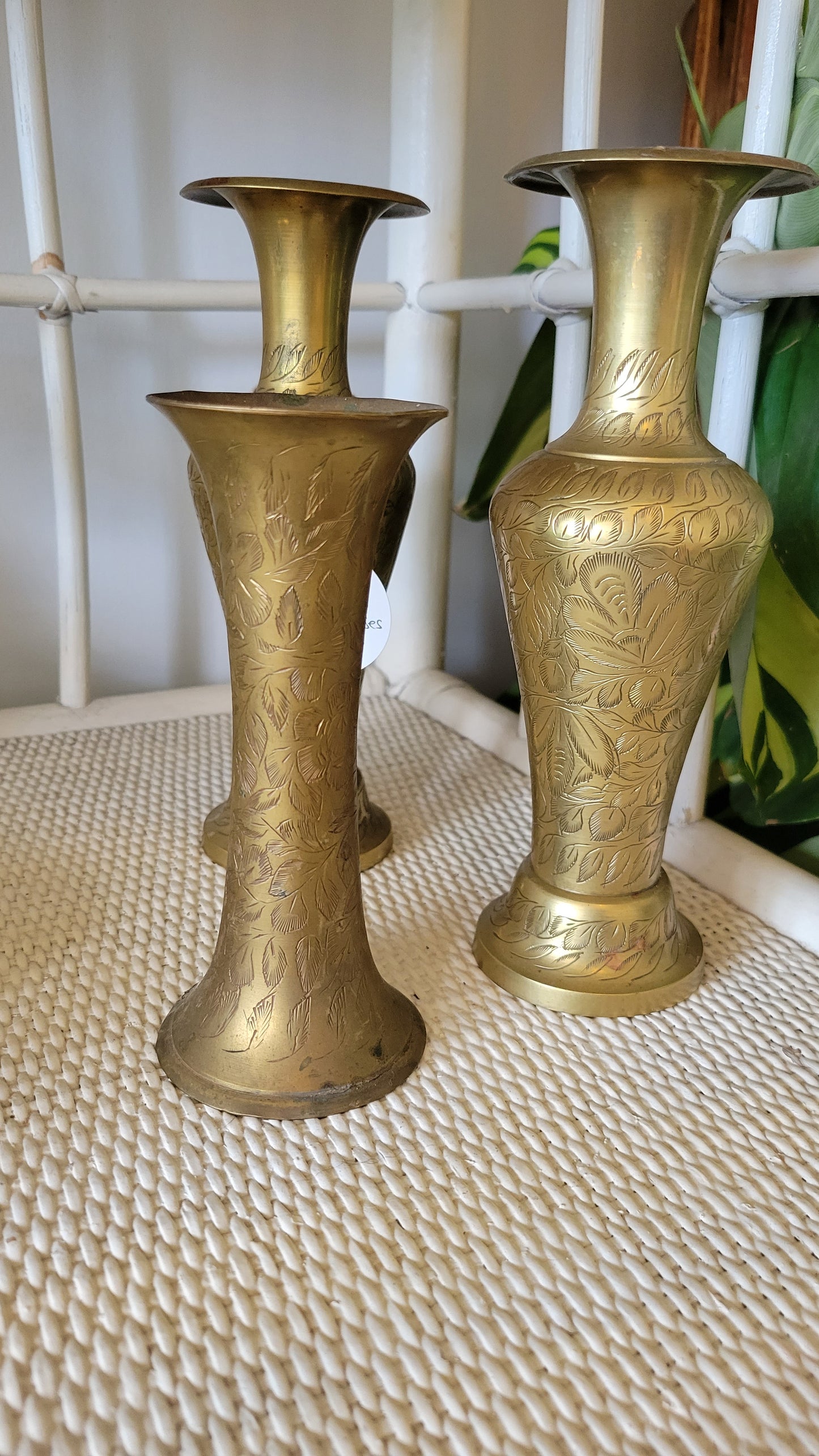 Set of 3 Brass Vases