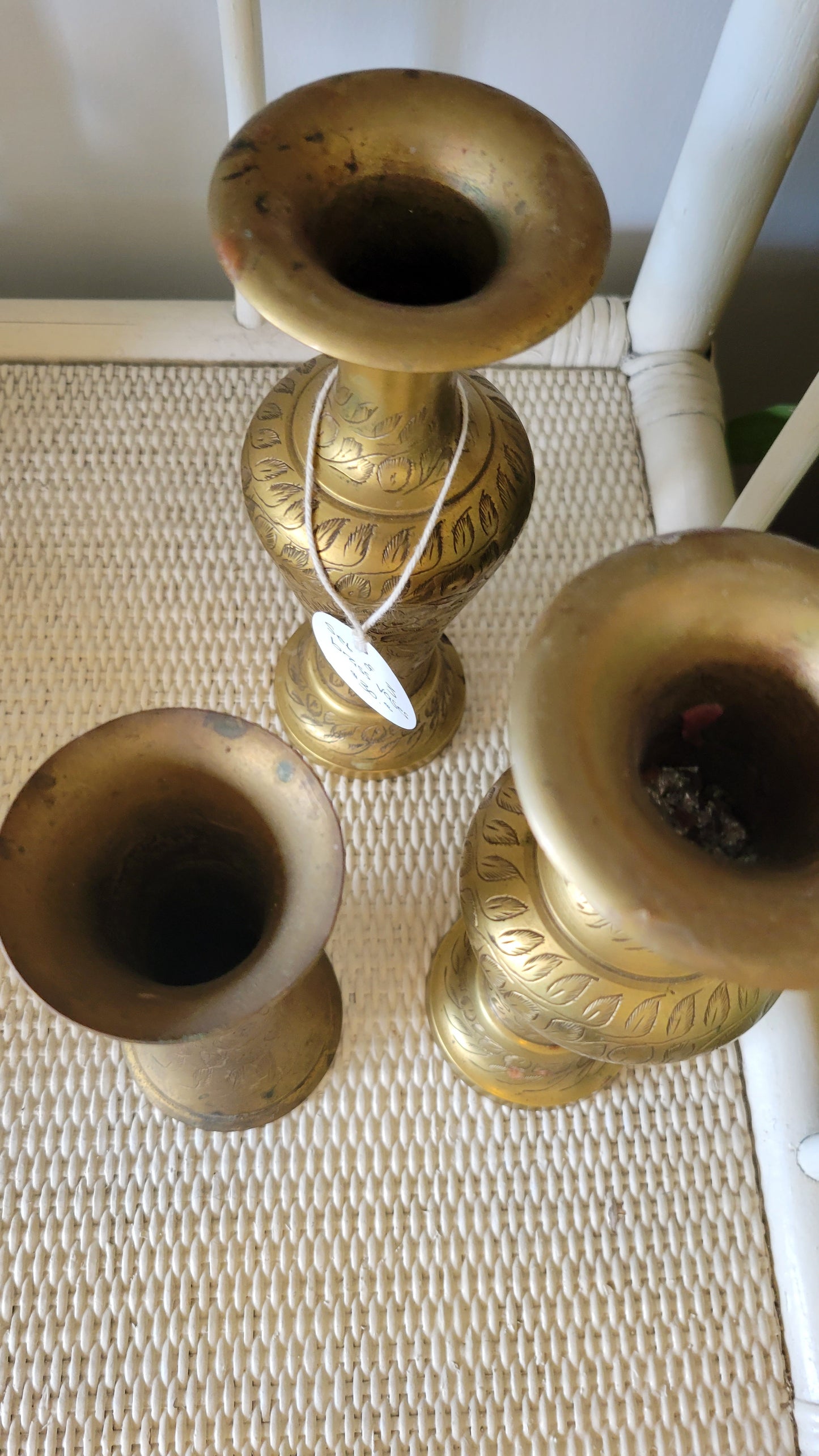 Set of 3 Brass Vases