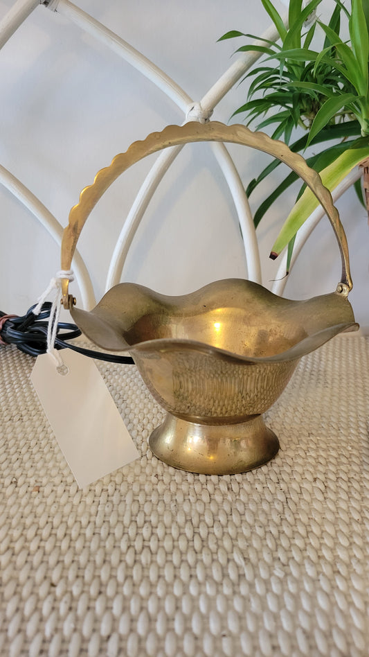 Fluted Brass Pedestal Basket