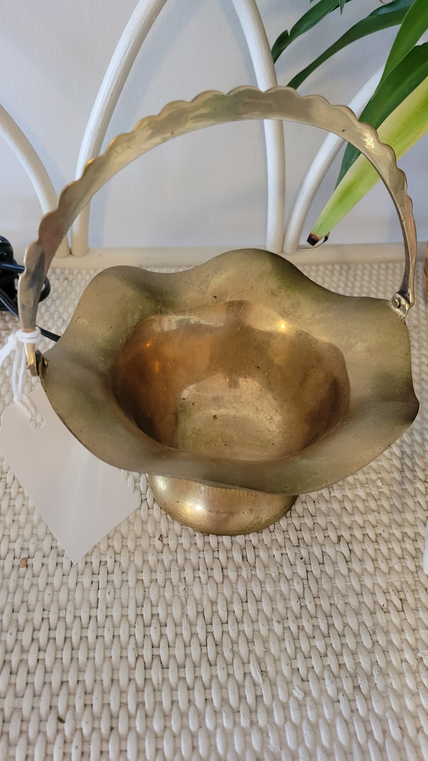 Fluted Brass Pedestal Basket