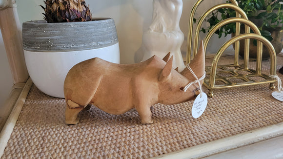 Wood carved rhino