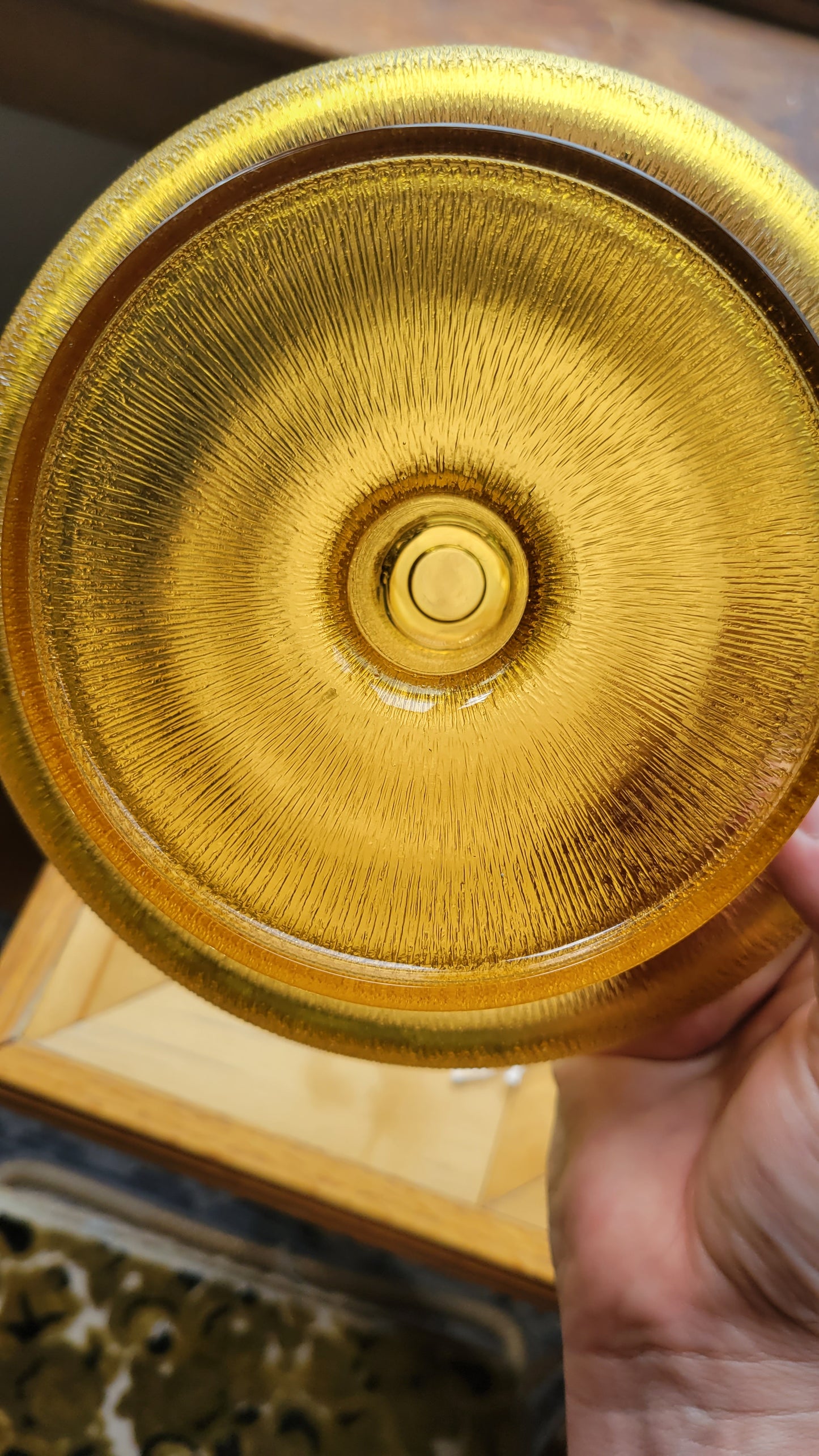 Amber Glass Pedestal Dish