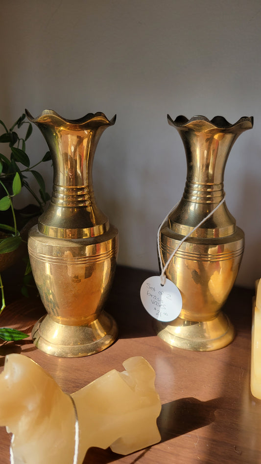 Matching Brass Vases Set of 2