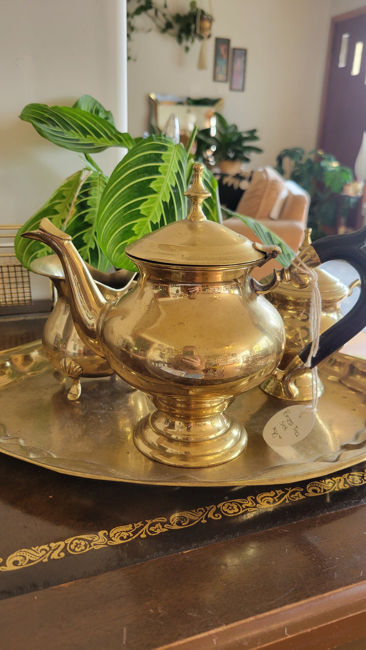 Brass Tea Set with tray