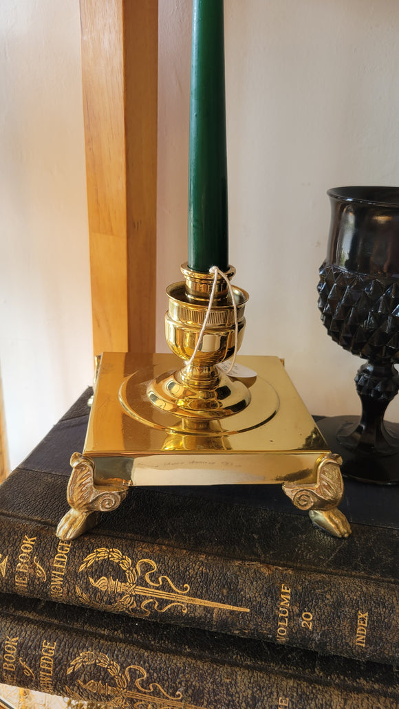 Footed Brass Candle Holder