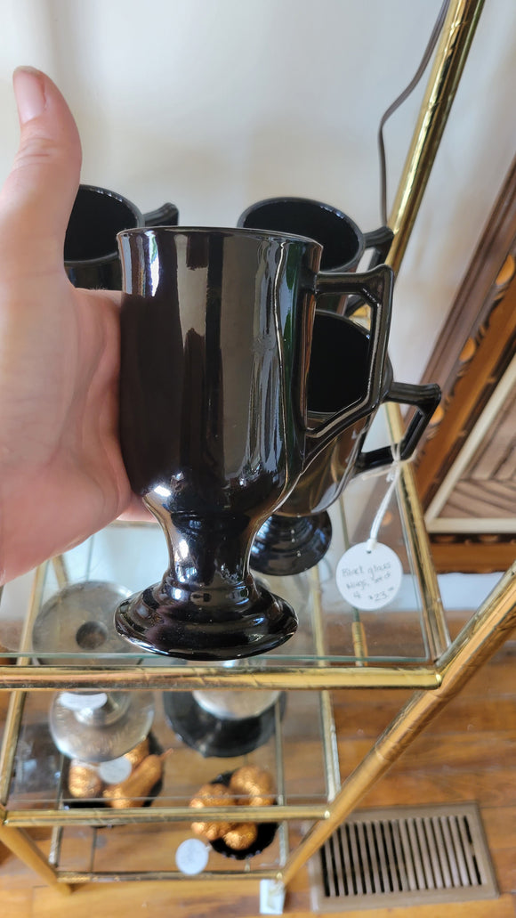 Set of 4 Black Glass Mugs