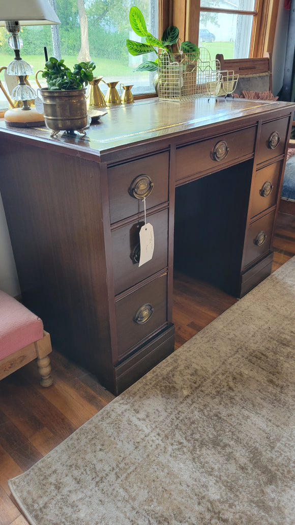 Leather Inset Desk with Brass Handles