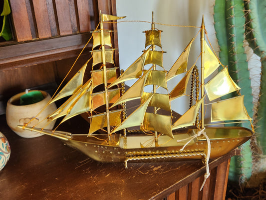 Exquisite Brass Sailing Ship