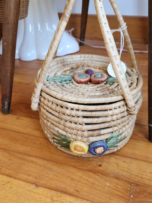 Lidded Floral Basket