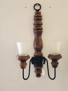 Wall Sconce with Clear and Green Glass