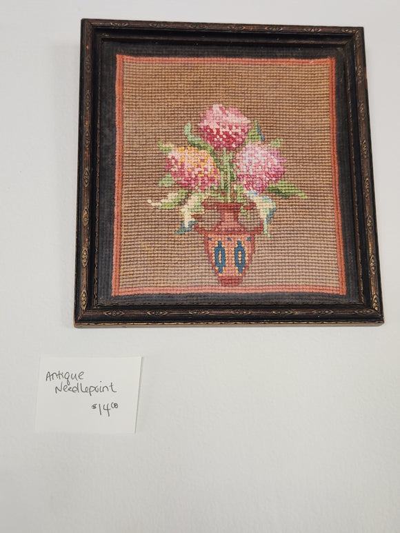 Antique Floral Needlepoint