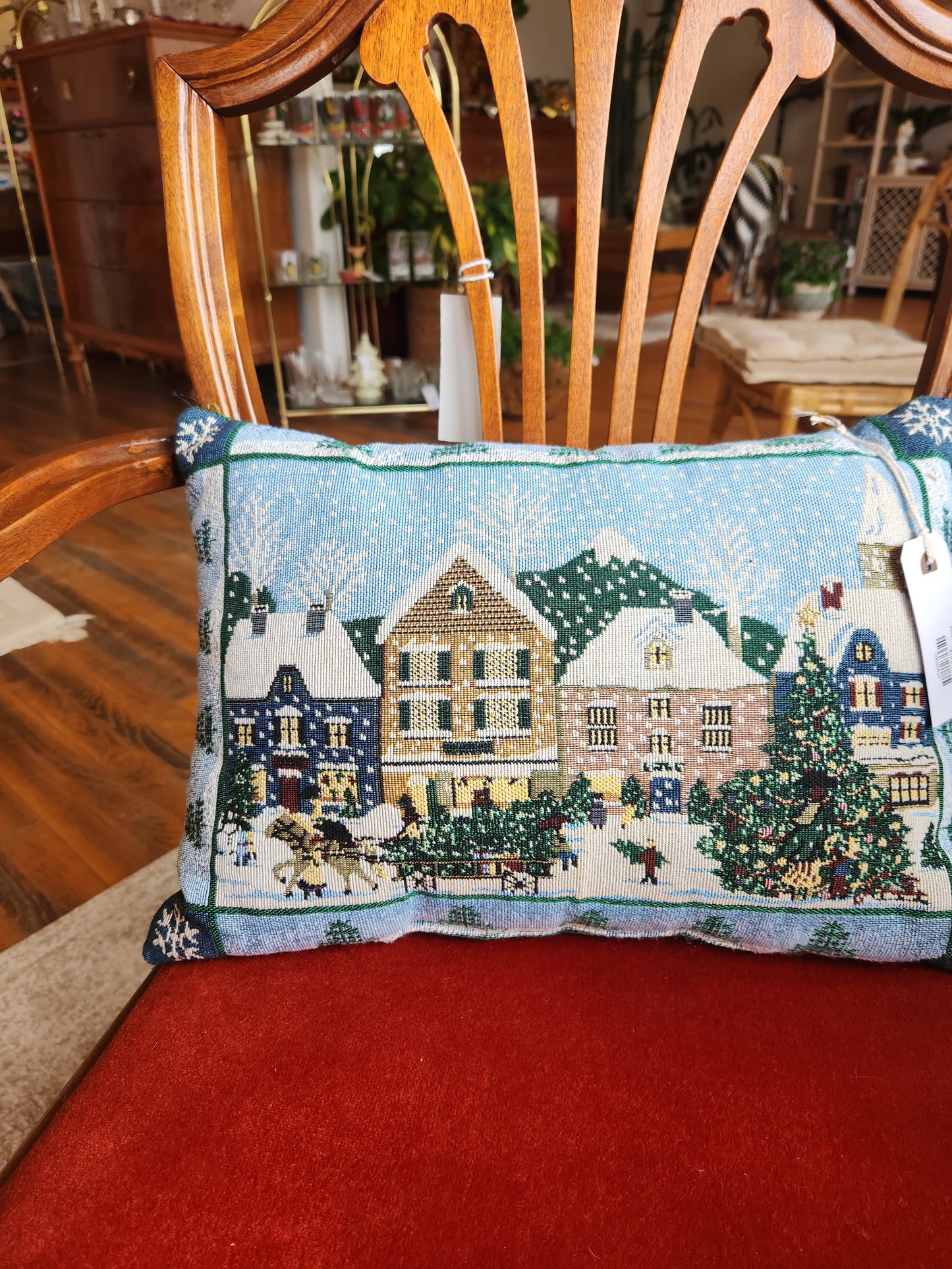 Blue Holiday Pillow