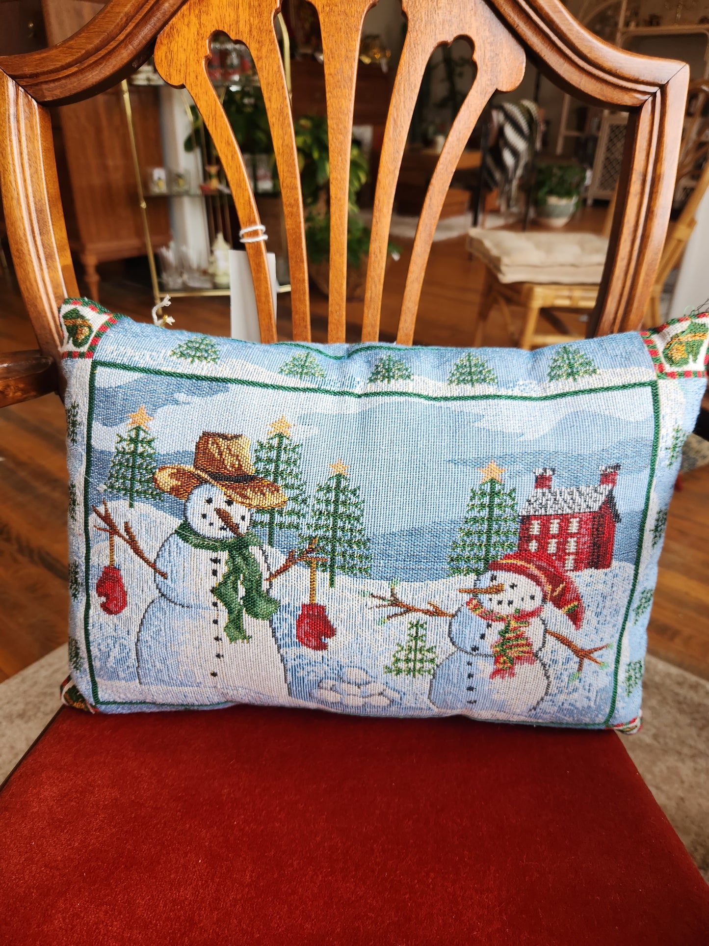 Blue Holiday Pillow