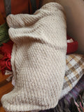 Beige Fringed Throw Blanket