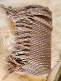 Brown/Beige Throw Blanket with Ribbon Detail