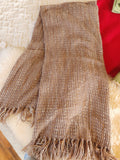 Brown/Beige Throw Blanket with Ribbon Detail