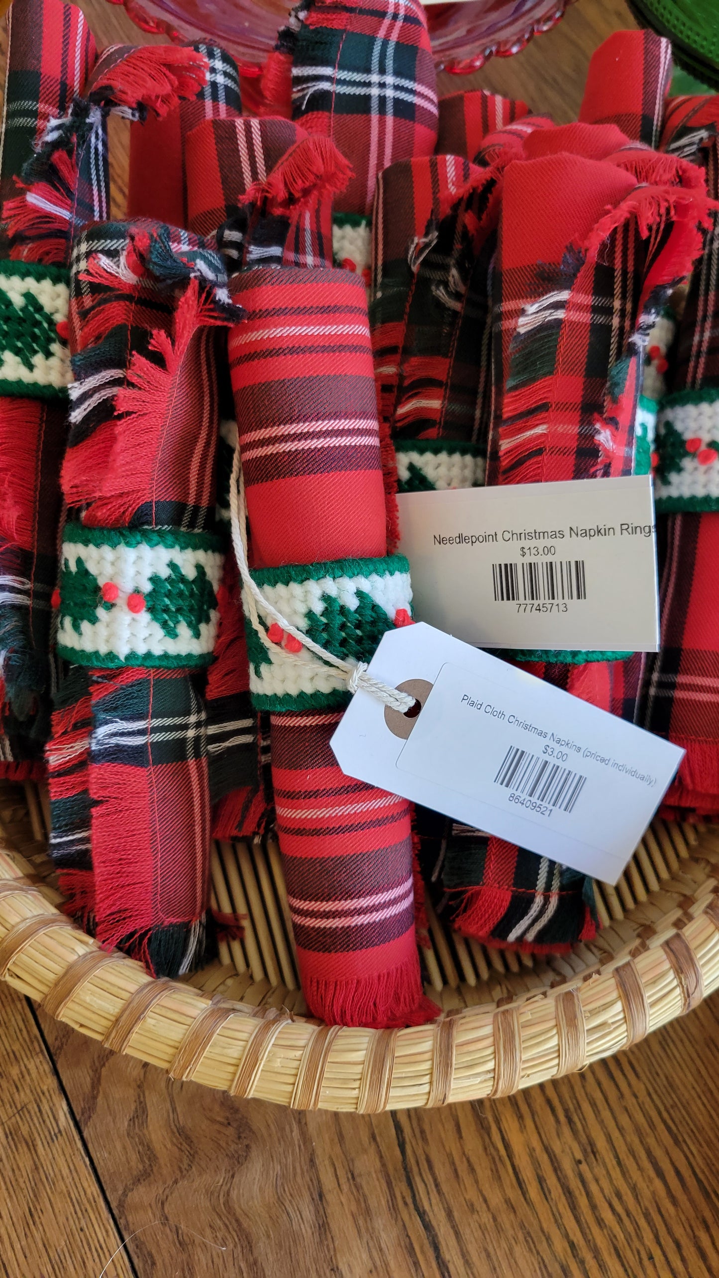 Plaid Cloth Christmas Napkins (priced individually)