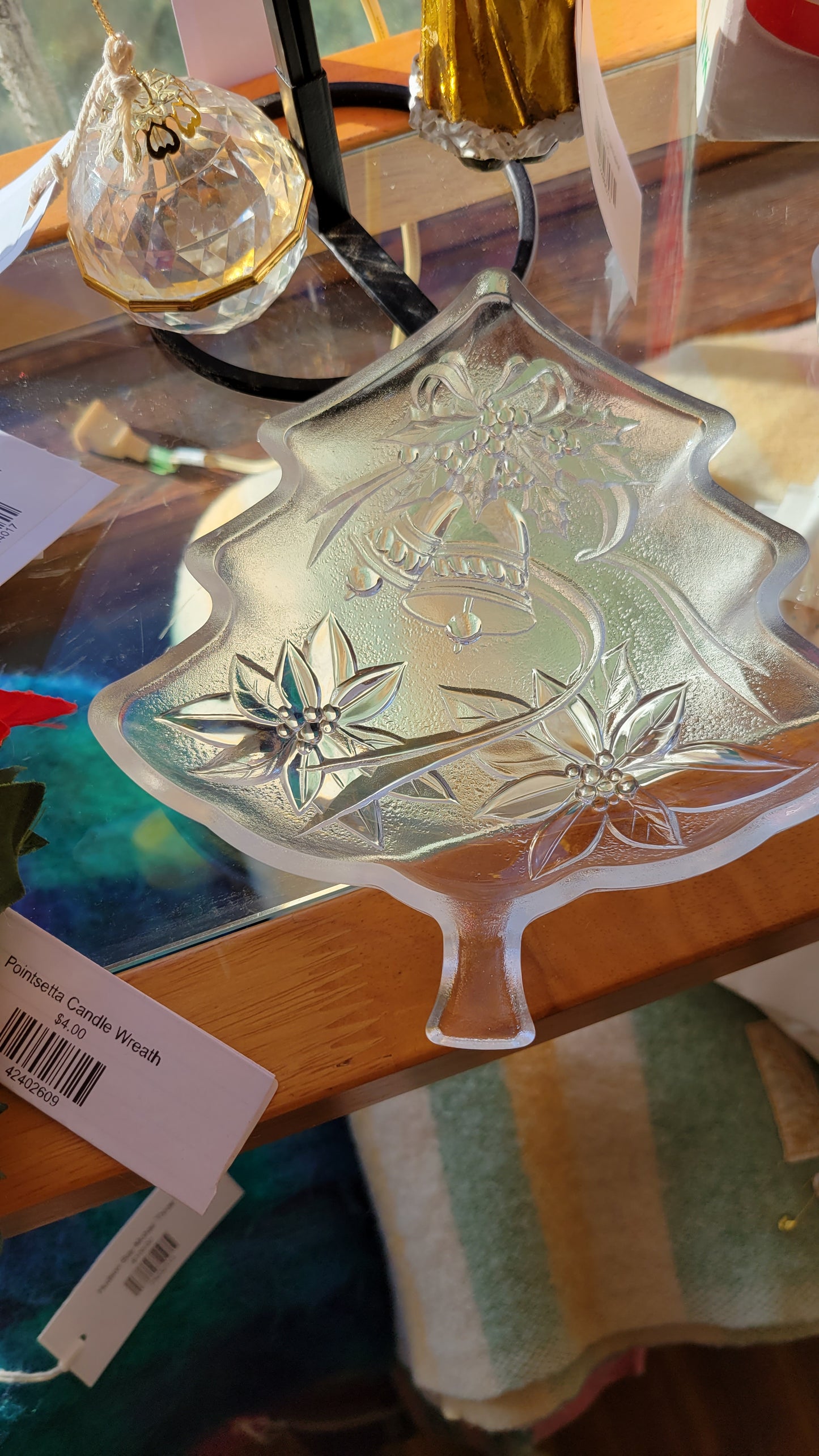 Glass Christmas Tree Dish