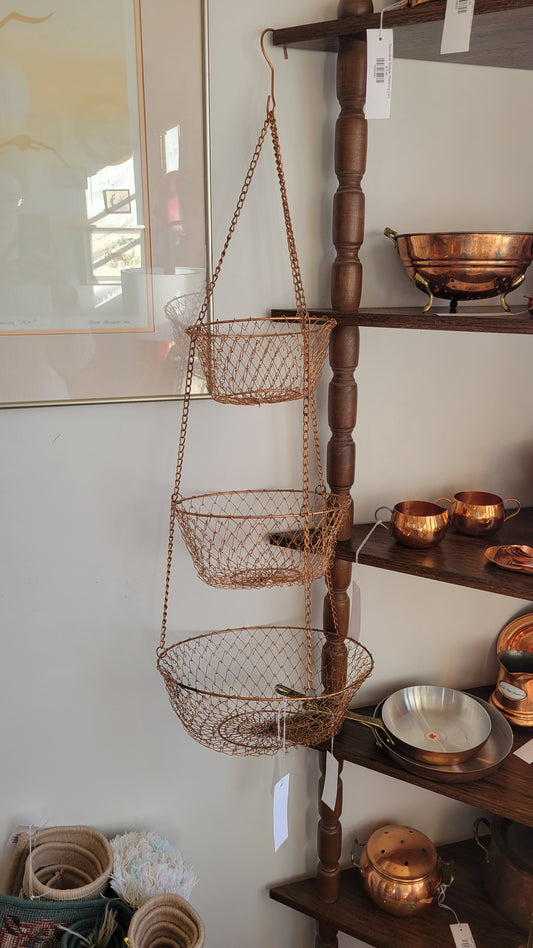 Copper Wire Hanging Fruit Basket