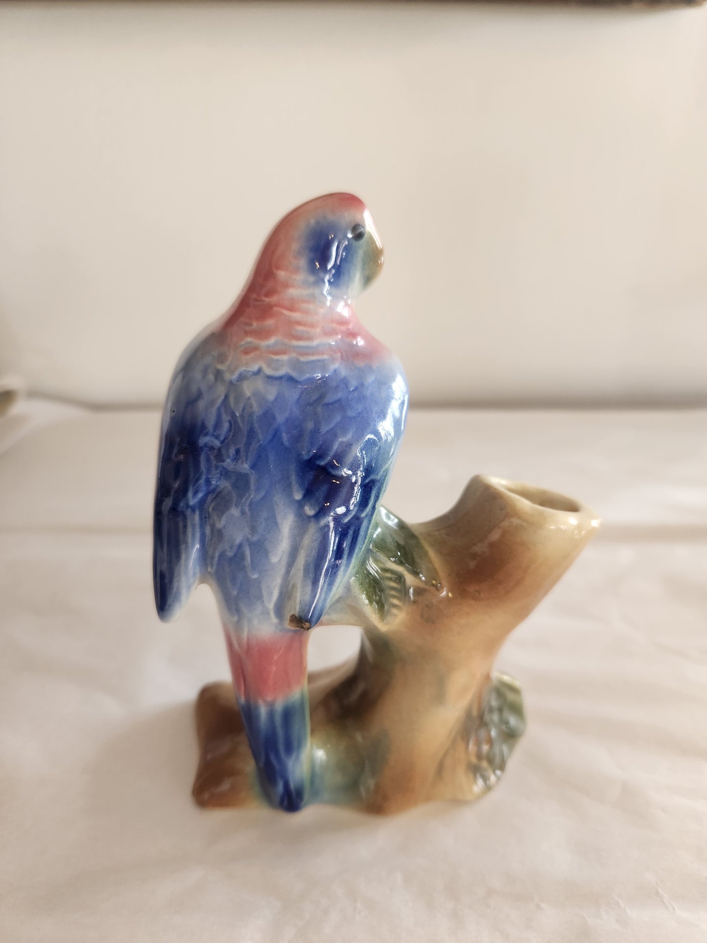 Royal Copley Blue and Pink Parakeet Bud Vase