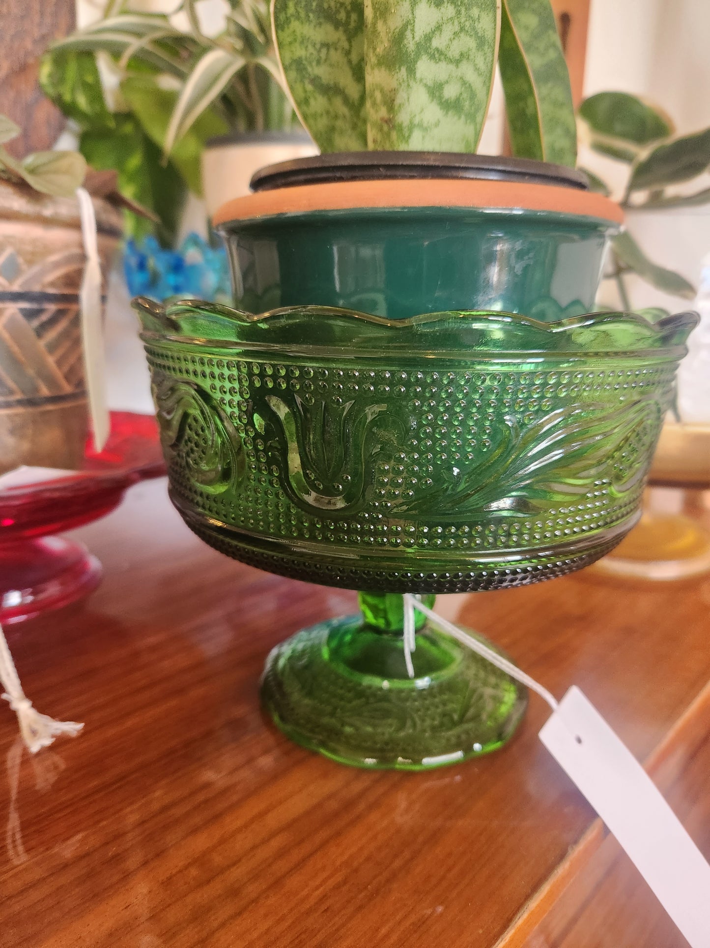 Green Pedestal Bowl