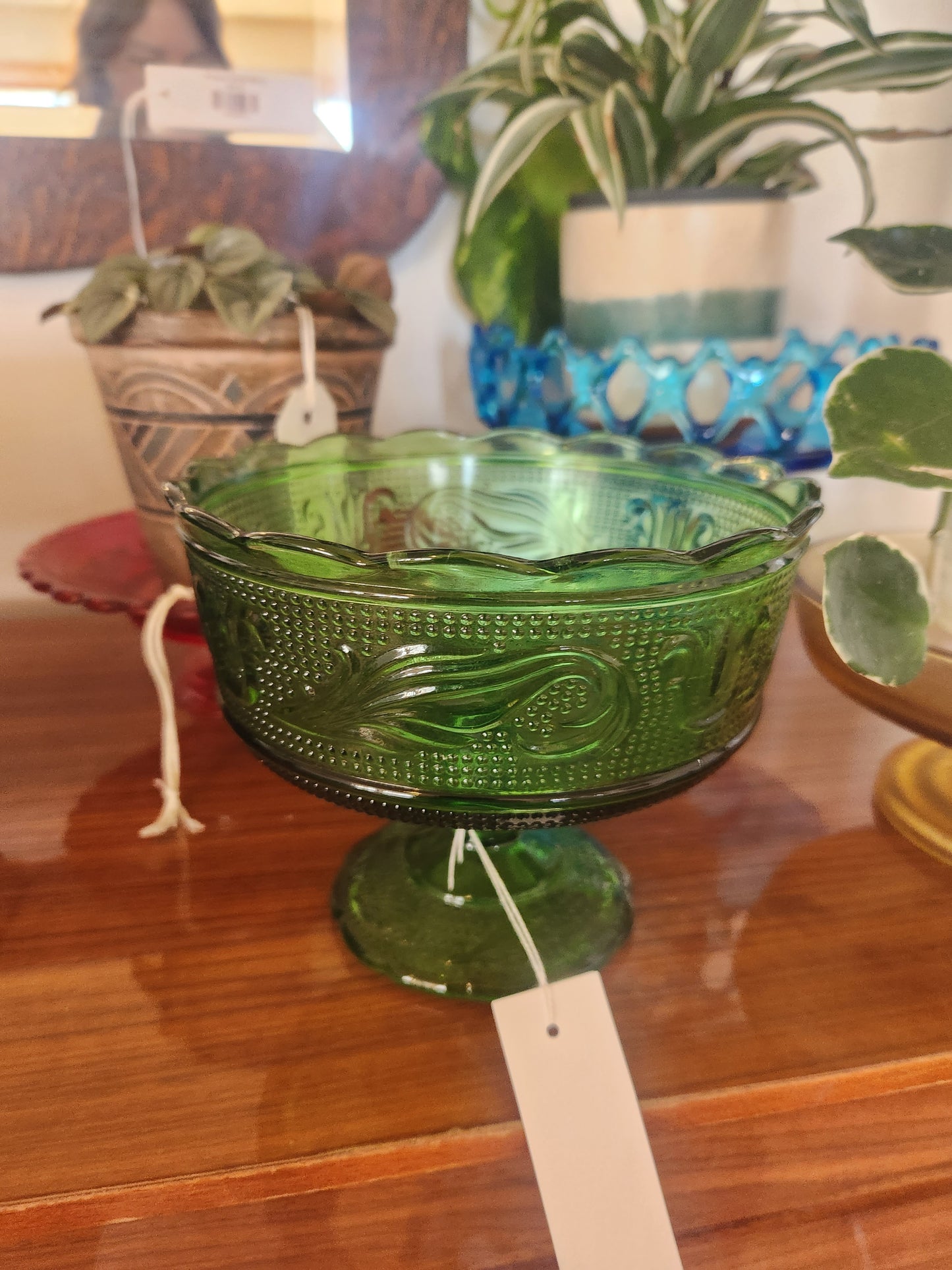 Green Pedestal Bowl