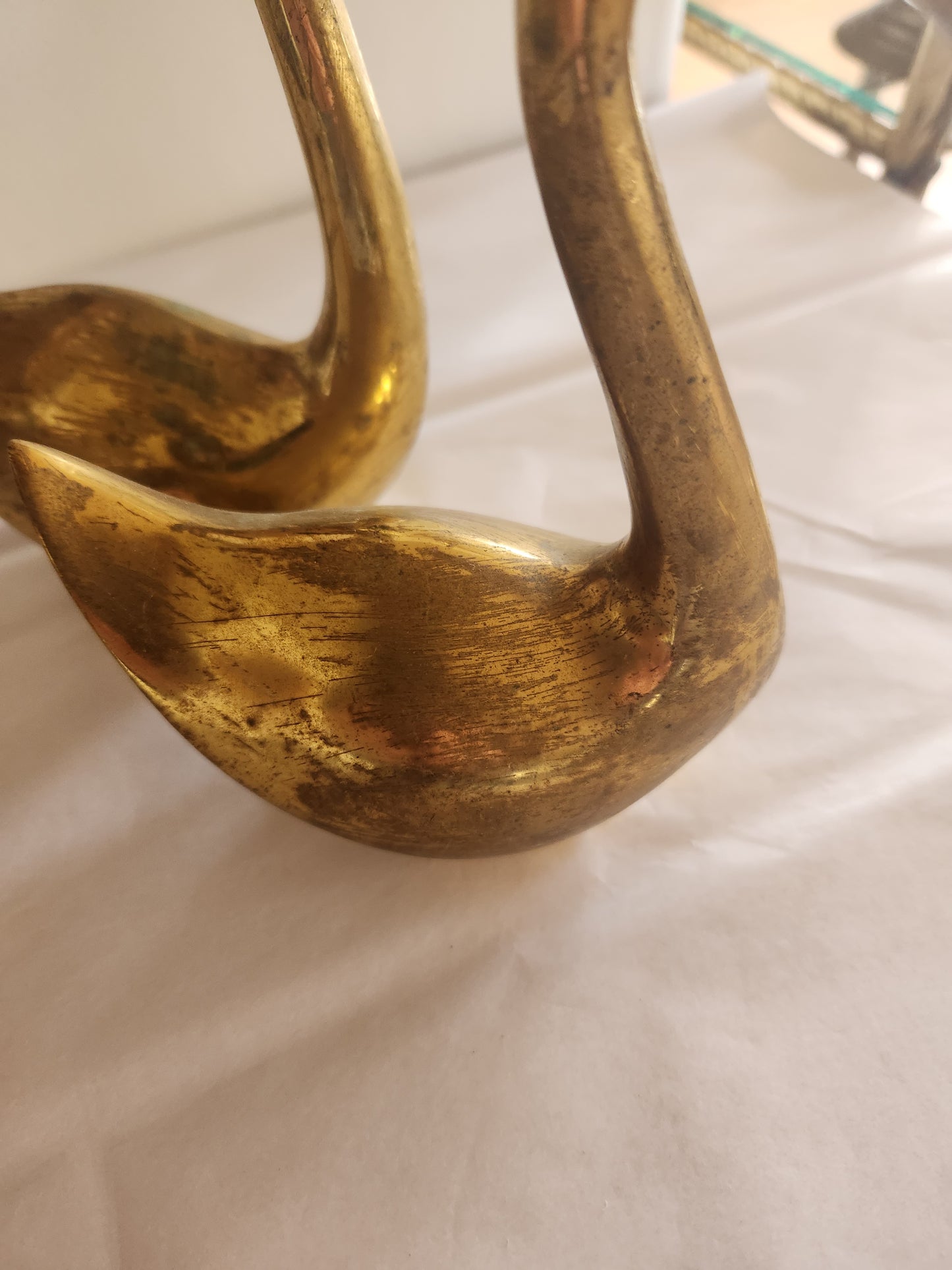 Set of 2 Brass Swan