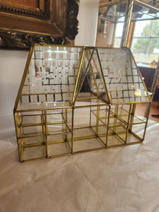 Mirrored Back Glass Brass House