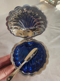 Clam Shell Butter Dish/Catch All with Blue Plastic Liner