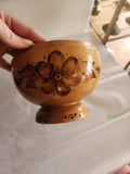 Floral Wooden Pedestal Bowl