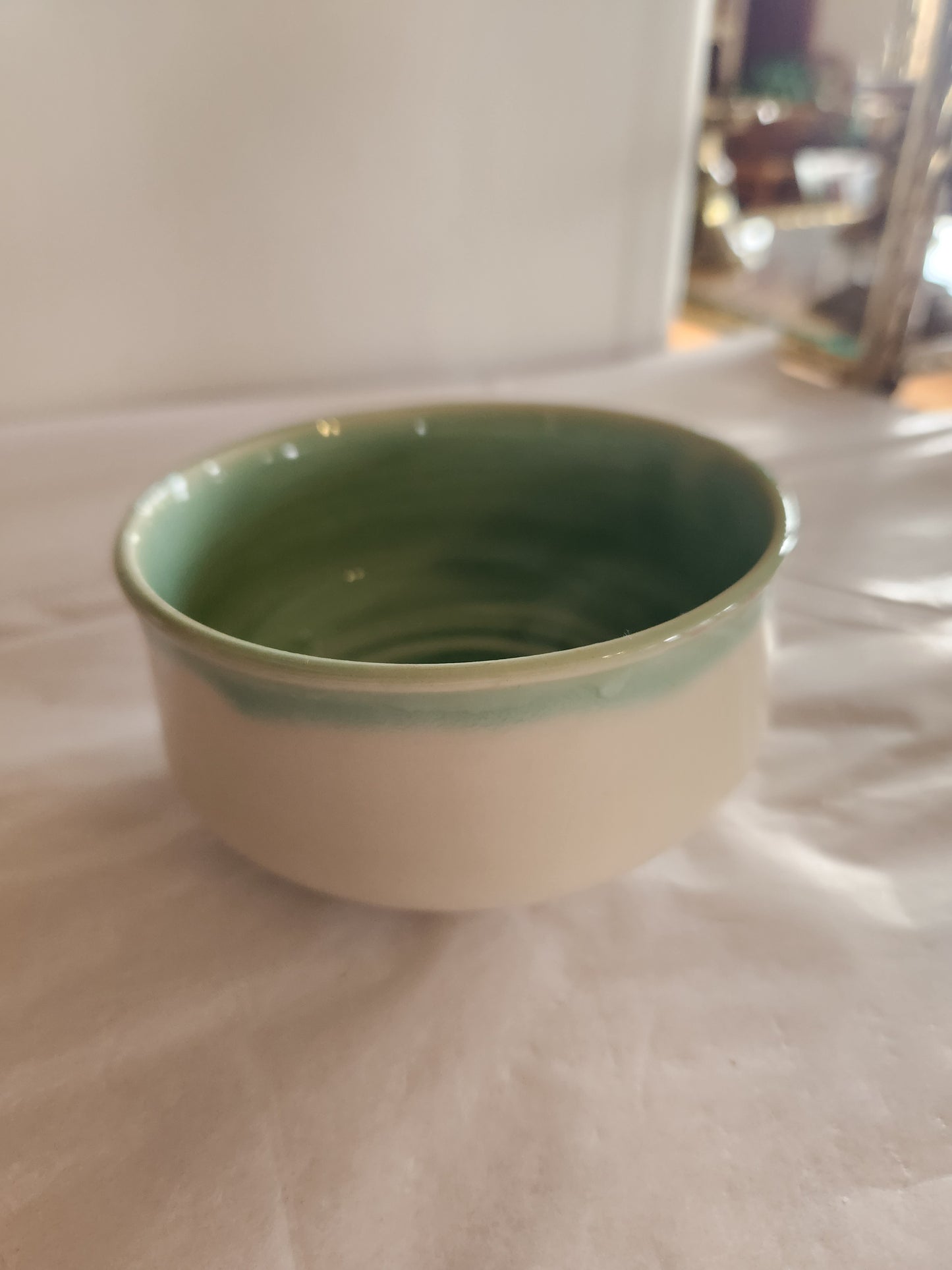 Green and White Pottery Bowl