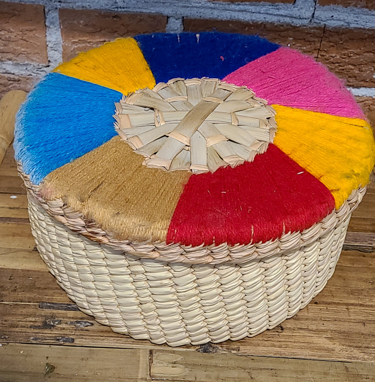 Lidded Basket with Yarn Detail