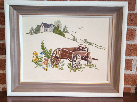 Farm Scene Embroidery Piece