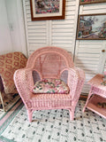 Pink Wicker Chair and Matching Table