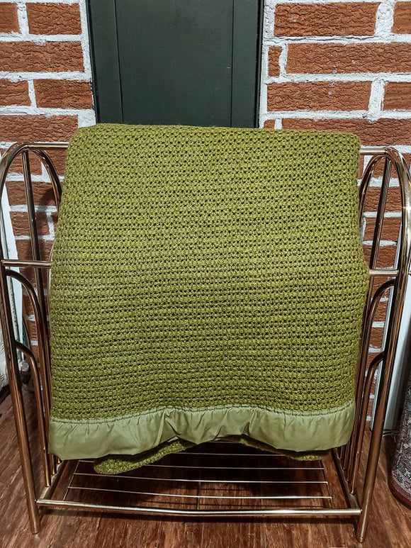 Green Witney Waffle Knit Wool Blanket (Large!)