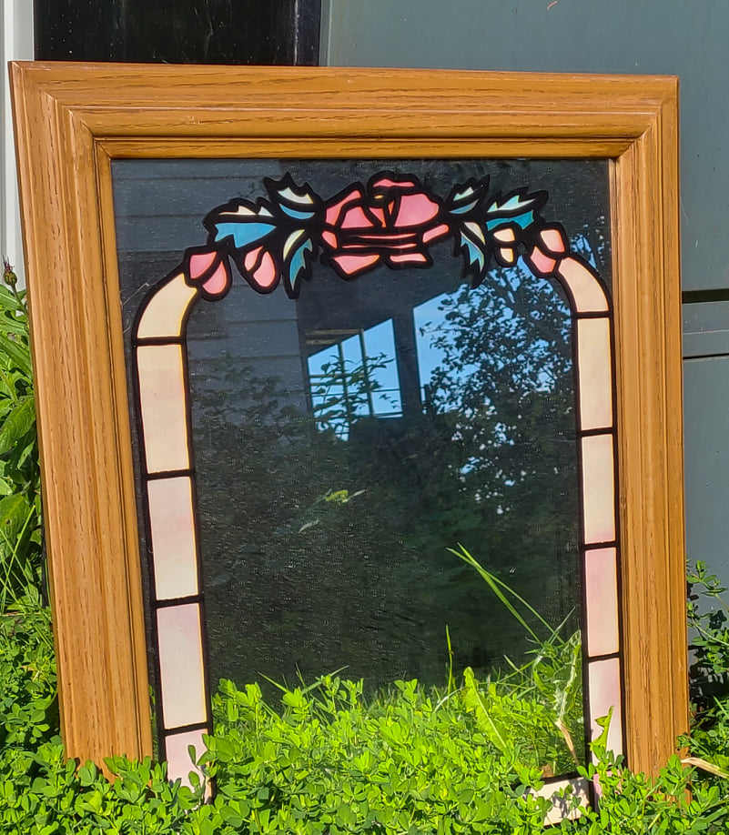 Rose Stained Glass Mirror